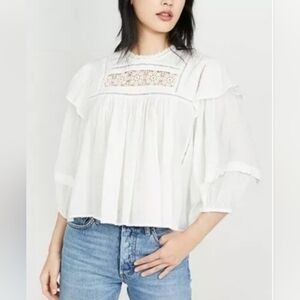 ⛔️SOLD⛔️ Free People NWT Laura Eyelet Lace Blouse Size XS Oversized